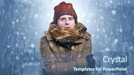  Presentation with clothing - Audience pleasing slides consisting of thunder snow - young man freezing in warm backdrop and a  colored foreground