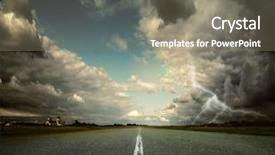  Presentation with asphalt road - Audience pleasing PPT theme consisting of thunder storm - asphalt road and sky shallow backdrop and a gray colored foreground