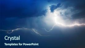  Presentation with lightning - Beautiful presentation theme featuring thunder storm - lightning in dark sky composition backdrop and a ocean colored foreground