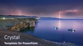  Presentation with storm - Slide set consisting of thunder-storm-over-olkhon-island background and a ocean colored foreground