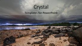  Presentation with tropical storm - PPT theme consisting of thunder storm with roll cloud background and a light gray colored foreground