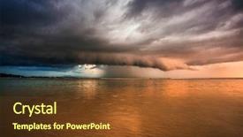  Presentation with tropical storm - PPT theme with thunder storm with roll cloud background and a tawny brown colored foreground