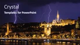  Presentation with budapest - Presentation theme consisting of thundersorm-over-the-buda-side background and a wine colored foreground