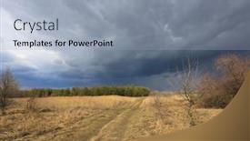  Presentation with thunderstorm - Audience pleasing presentation theme consisting of thunderstorm-in-spring-stepe backdrop and a light gray colored foreground