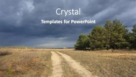  Presentation with thunderstorm - Beautiful PPT theme featuring thunderstorm-sky-over-dirt-road backdrop and a seafoam green colored foreground