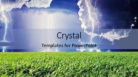  Presentation with dark green - PPT theme with thunderstorm with lightning in green background and a light blue colored foreground