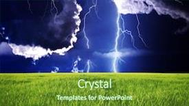  Presentation with thunderstorm - Theme with thunderstorm with lightning in green background and a tawny brown colored foreground