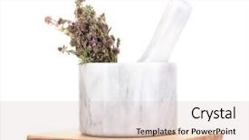  Presentation with mud mortar - Beautiful presentation theme featuring thyme herb and mortar isolated backdrop and a lemonade colored foreground