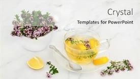  Presentation with anti virus - Slide set with thyme-herb-for-cold-flu background and a white colored foreground