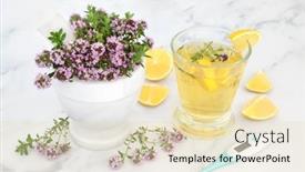  Presentation with hot thermometer - Colorful presentation enhanced with thyme-herb-for-immune-boosting backdrop and a lemonade colored foreground