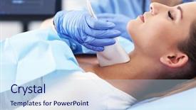  Presentation with thyroid - PPT layouts with thyroid - adult woman having thyroind ultrasound background and a sky blue colored foreground