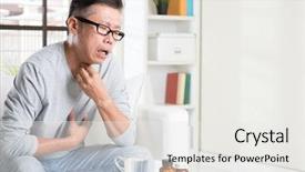  Presentation with sore throat - PPT theme featuring thyroid - casual 50s mature asian man background and a white colored foreground