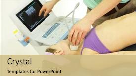  Presentation with diagnosis - Slide deck consisting of thyroid - caucasian girl's neck diagnosis carried background and a soft green colored foreground