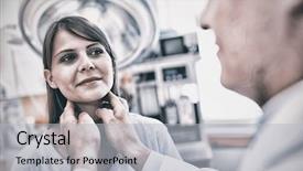  Presentation with patients - Slides consisting of thyroid - doctor examining a female patients background and a light gray colored foreground