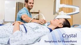  Presentation with male nurse - Colorful presentation enhanced with thyroid - male nurse performing ultrasound backdrop and a sky blue colored foreground