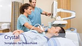  Presentation with thyroid - Slide deck featuring thyroid - nurses performing ultrasound procedure background and a sky blue colored foreground