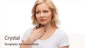  Presentation with thyroid - PPT theme enhanced with thyroid - unhappy woman suffering from throat background and a lemonade colored foreground