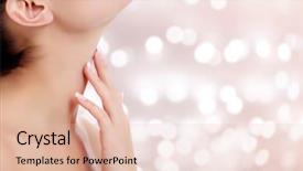  Presentation with skin care for men and women - Theme featuring thyroid - woman touches her neck skin background and a lemonade colored foreground