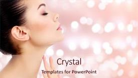  Presentation with thyroid - Audience pleasing theme consisting of thyroid - young female touches her neck backdrop and a lemonade colored foreground