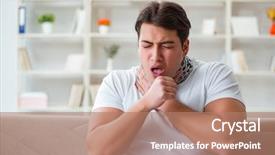  Presentation with sore throat - Presentation consisting of thyroid - young man suffering from sore background and a coral colored foreground