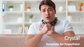  Presentation with sore throat - PPT layouts featuring thyroid - young man suffering from sore background and a coral colored foreground