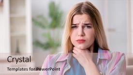  Presentation with sore throat - Colorful slide deck enhanced with thyroid - young woman suffering from sore backdrop and a soft green colored foreground