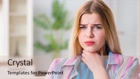  Presentation with thyroid - PPT layouts consisting of thyroid - young woman suffering from sore background and a soft green colored foreground