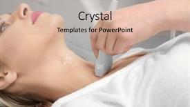  Presentation with ultrasound - Beautiful PPT layouts featuring thyroid - young woman undergoing ultrasound scan backdrop and a soft green colored foreground