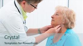  Presentation with thyroid - Cool new slide deck with thyroid function examination doctor touching backdrop and a light blue colored foreground