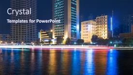  Presentation with night - Slide deck consisting of tianjin-hai-river-beautidul-night background and a navy blue colored foreground