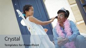  Presentation with fairy - PPT layouts featuring tiara - cute daughter in fairy costume background and a light blue colored foreground