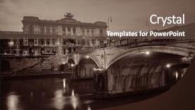  Presentation with cable stayed bridge over river - Presentation design featuring tiber and palace of justice background and a violet colored foreground