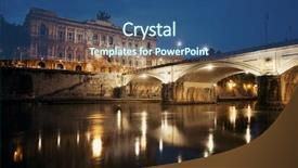  Presentation with cable stayed bridge over river - Colorful PPT layouts enhanced with tiber and palace of justice backdrop and a ocean colored foreground