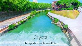  Presentation with island - Colorful PPT theme enhanced with tiberina-island backdrop and a light blue colored foreground