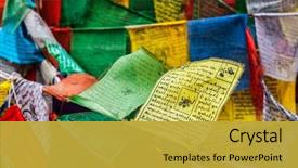  Presentation with ladakh - Colorful PPT theme enhanced with tibetan buddhism prayer flags lungta backdrop and a gold colored foreground