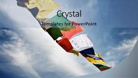  Presentation with nepal flag - PPT layouts consisting of tibetan flags with mantra background and a teal colored foreground