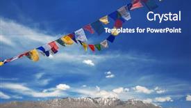  Presentation with nepal flag - Audience pleasing slides consisting of tibetan flags with mantra backdrop and a ocean colored foreground