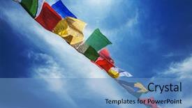  Presentation with nepal flag - Presentation theme featuring tibetan flags with mantra background and a teal colored foreground