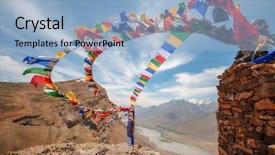  Presentation with tibet - Slide deck enhanced with tibetan flags with mantra background and a light blue colored foreground