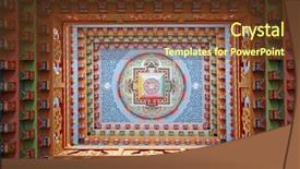  Presentation with mandala - Audience pleasing PPT theme consisting of tibetan mandala painting on monastery backdrop and a tawny brown colored foreground