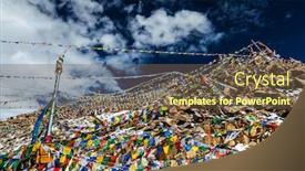  Presentation with world flags - PPT layouts featuring tibetan-prayer-flags-of-buddhism background and a tawny brown colored foreground