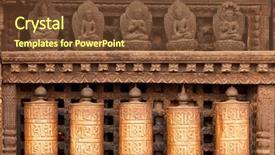  Presentation with monkey - PPT theme consisting of tibetan prayer wheels at monkey background and a tawny brown colored foreground
