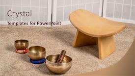  Presentation with posture - PPT theme with tibetan-singing-bowls-and-meditation background and a soft green colored foreground