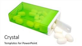  Presentation with candy - Slide set enhanced with tic - candy in box isolated background and a white colored foreground