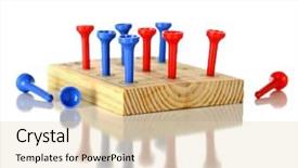  Presentation with red white blue - Presentation having tic tac toe - closeup view of a wooden background and a lemonade colored foreground