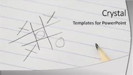  Presentation with lined paper - Audience pleasing presentation consisting of tic tac toe game written backdrop and a light gray colored foreground