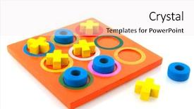  Presentation with tic tac toe - PPT theme featuring tic tac toe toy game background and a sky blue colored foreground