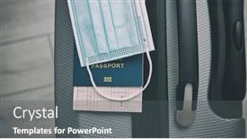  Presentation with passport travel - Slide set with ticket-inside-the-passport background and a dark gray colored foreground