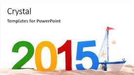  Presentation with invitation - PPT theme having ticket invitation - 2015 sign on beach sand background and a white colored foreground