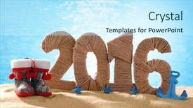  Presentation with new year - Audience pleasing slide set consisting of ticket invitation - new year 2016 sign backdrop and a cool aqua colored foreground
